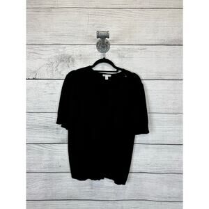 Cato Plus Size Black Ribbed Knit Short Sleeve Sweater Top Size 22/24W